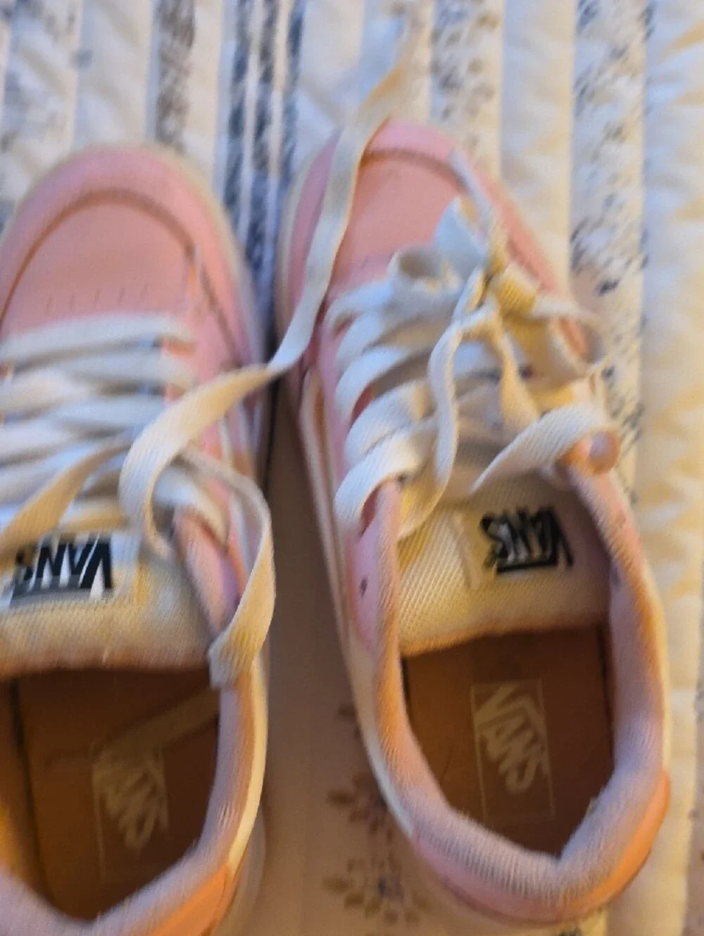 Vans Pink and White Low-Top Sneakers